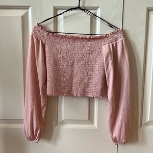 H&M Off-the-Shoulder Smocked Long Sleeve Blouse